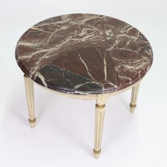 Guéridon - table à thé - bois mouluré et marbre rouge - Louis 16 - France 19ème