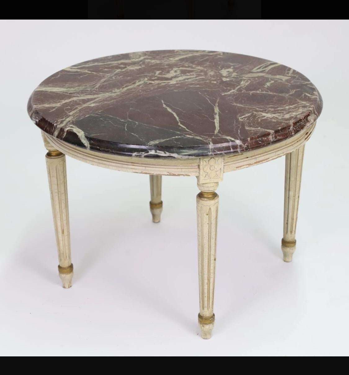 Louis XVI Gueridon - tea table - molded wood and red marble - Louis 16 - France 19th For Sale