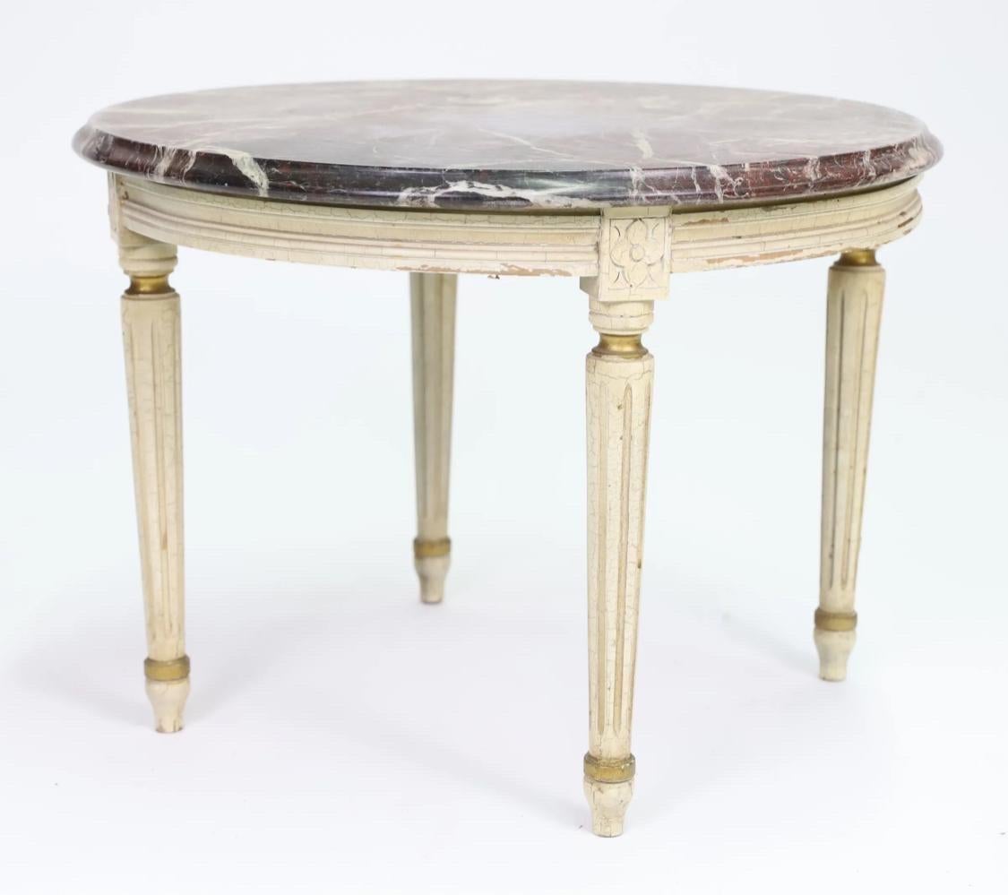 French Gueridon - tea table - molded wood and red marble - Louis 16 - France 19th For Sale
