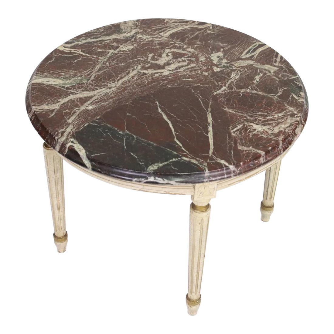Gueridon - tea table - molded wood and red marble - Louis 16 - France 19th For Sale
