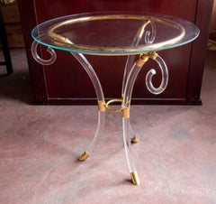 Gueridon avec base en métraquilate et plateau en verre