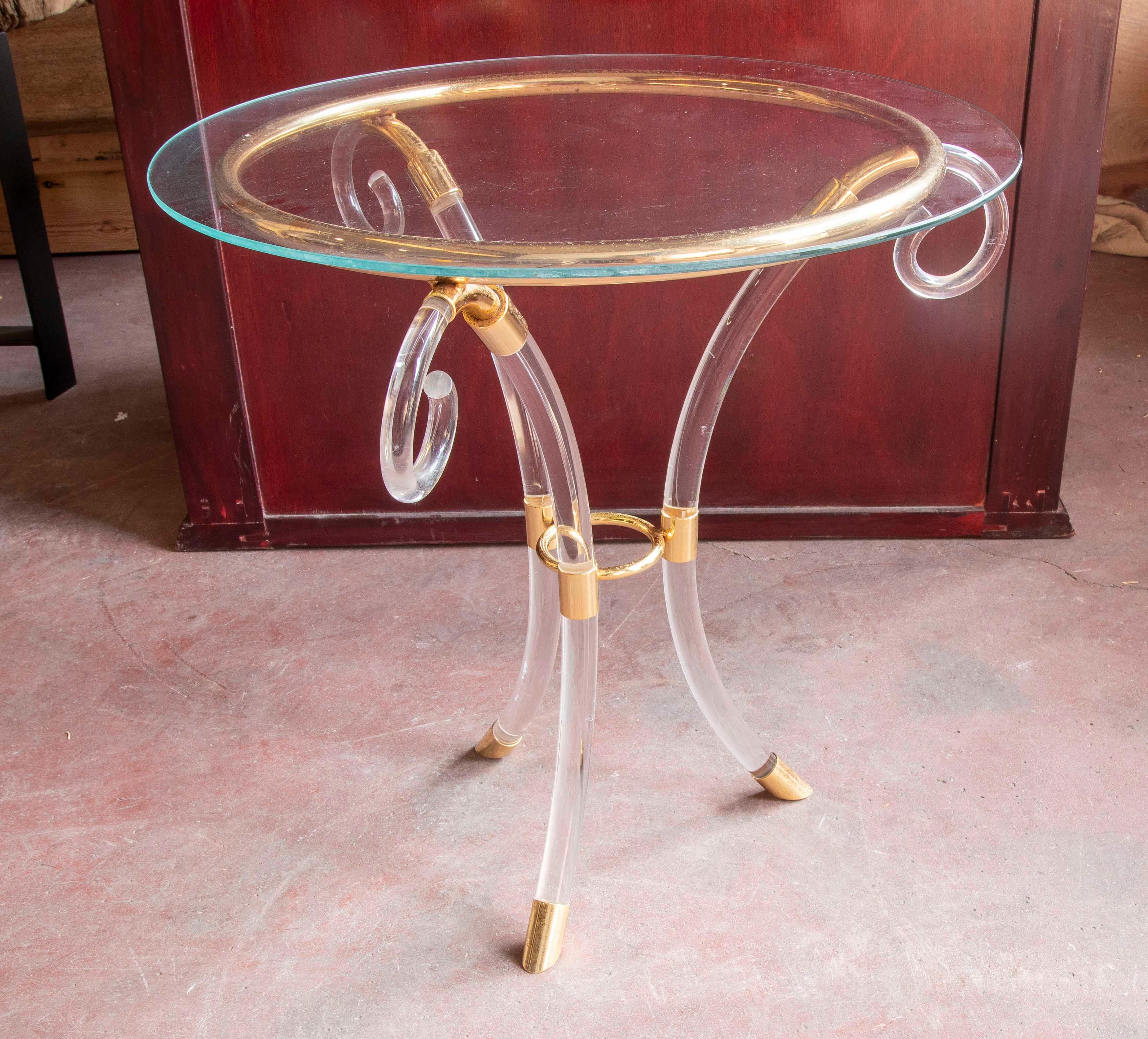 Gueridon with Metraquilate Base and Glass Top In Good Condition For Sale In Marbella, ES