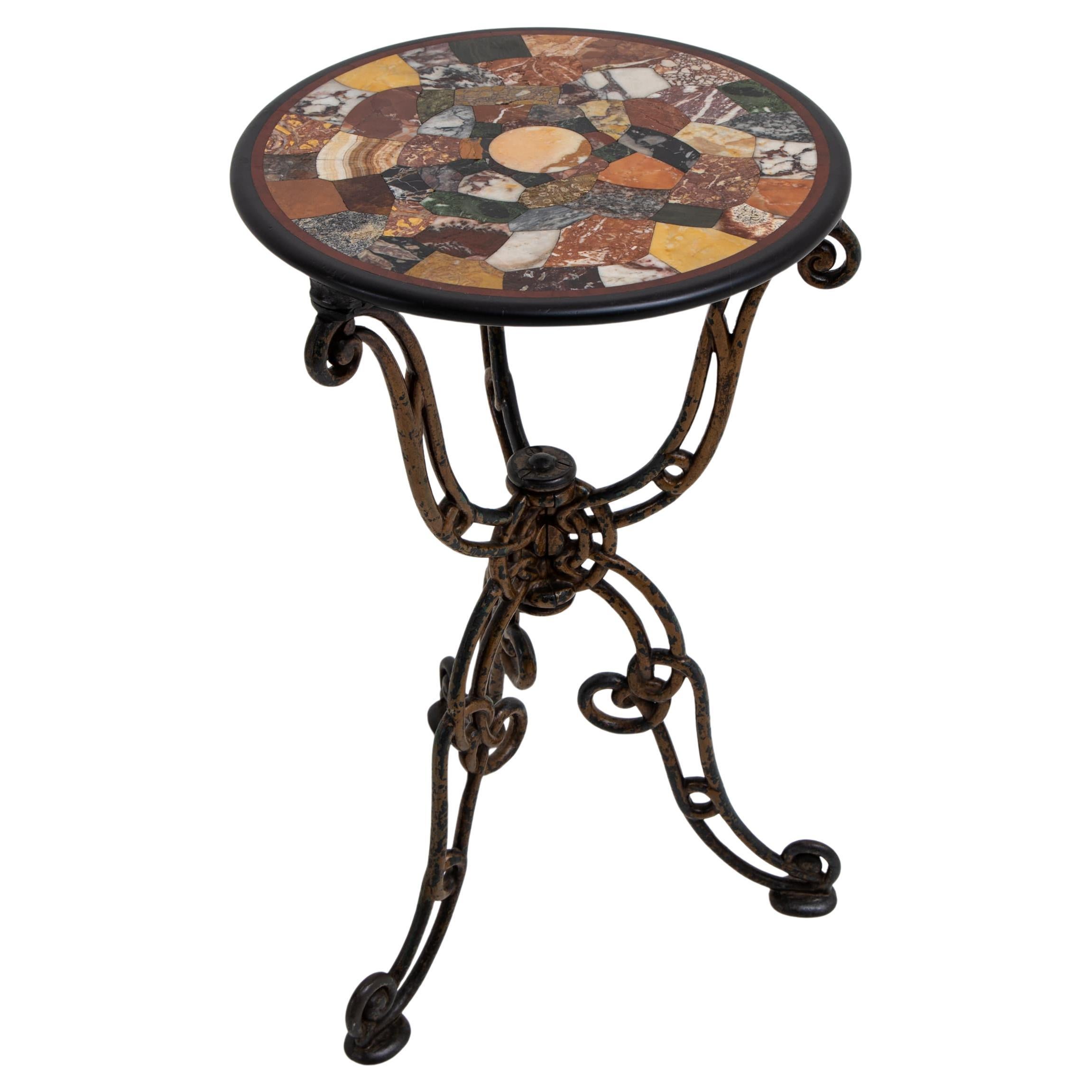 Gueridon with Pietra Dura Top, Italy, 19th Century For Sale