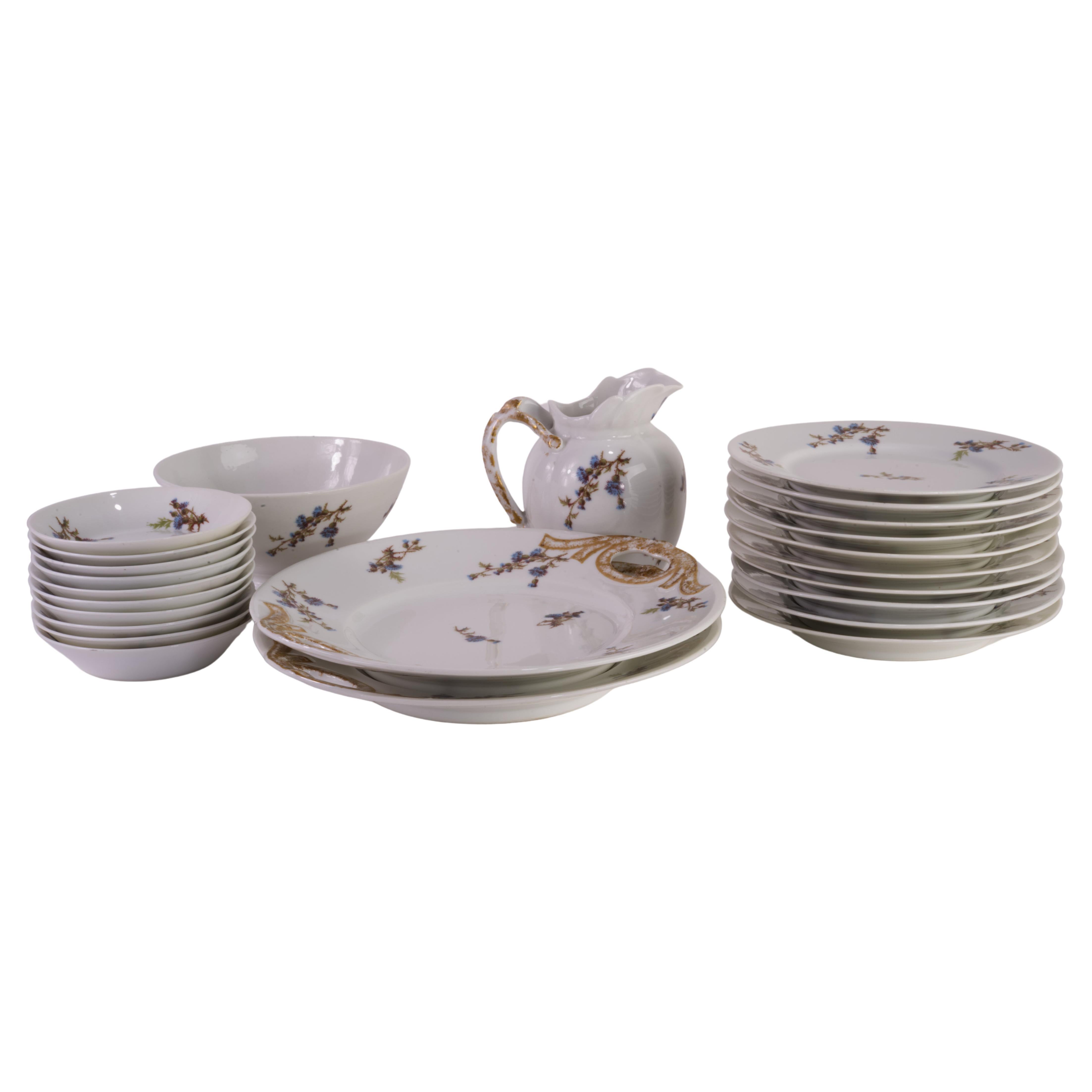 Service à dessert français Guerin &Co Limoges pour 10 personnes, Bone China