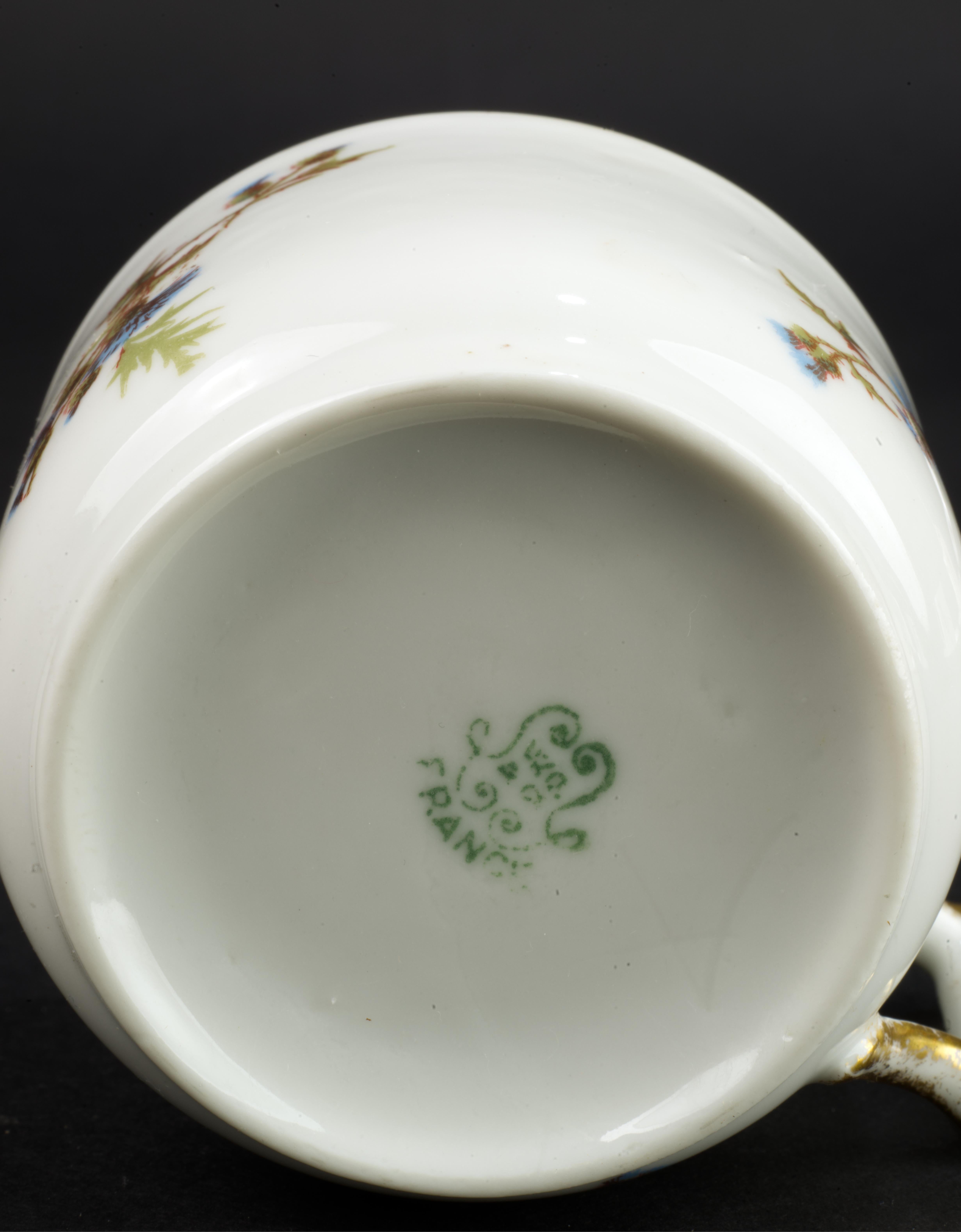 Guerin &Co Limoges France Set of 3 Cups and Saucers Bone China, 1891-1900 For Sale 5