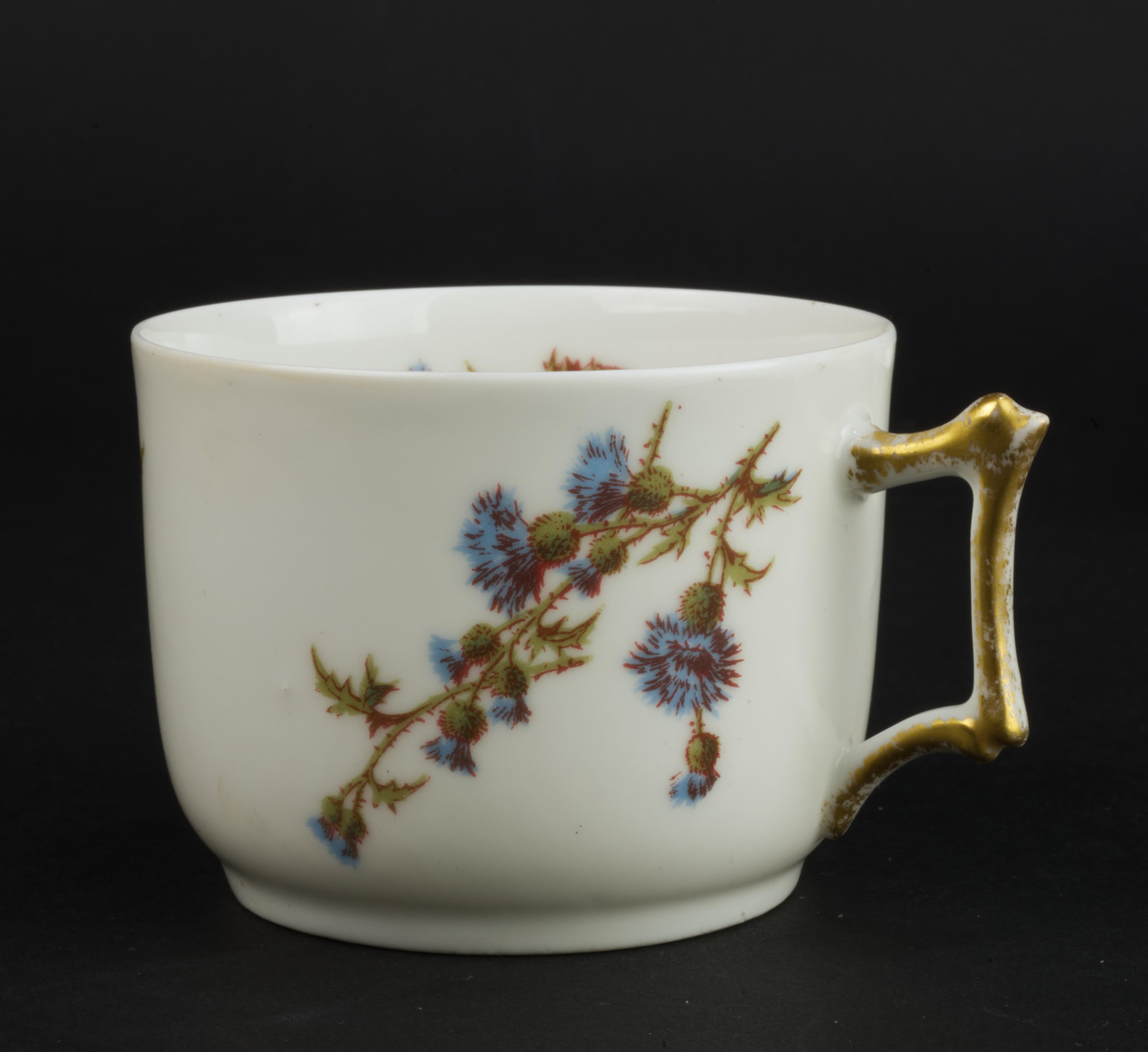 19th Century Guerin &Co Limoges France Set of 3 Cups and Saucers Bone China, 1891-1900 For Sale