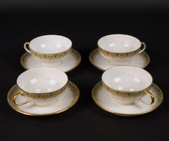 Guerin &Co Limoges France Set of Four Porcelain Cups and Saucers 1891-1900