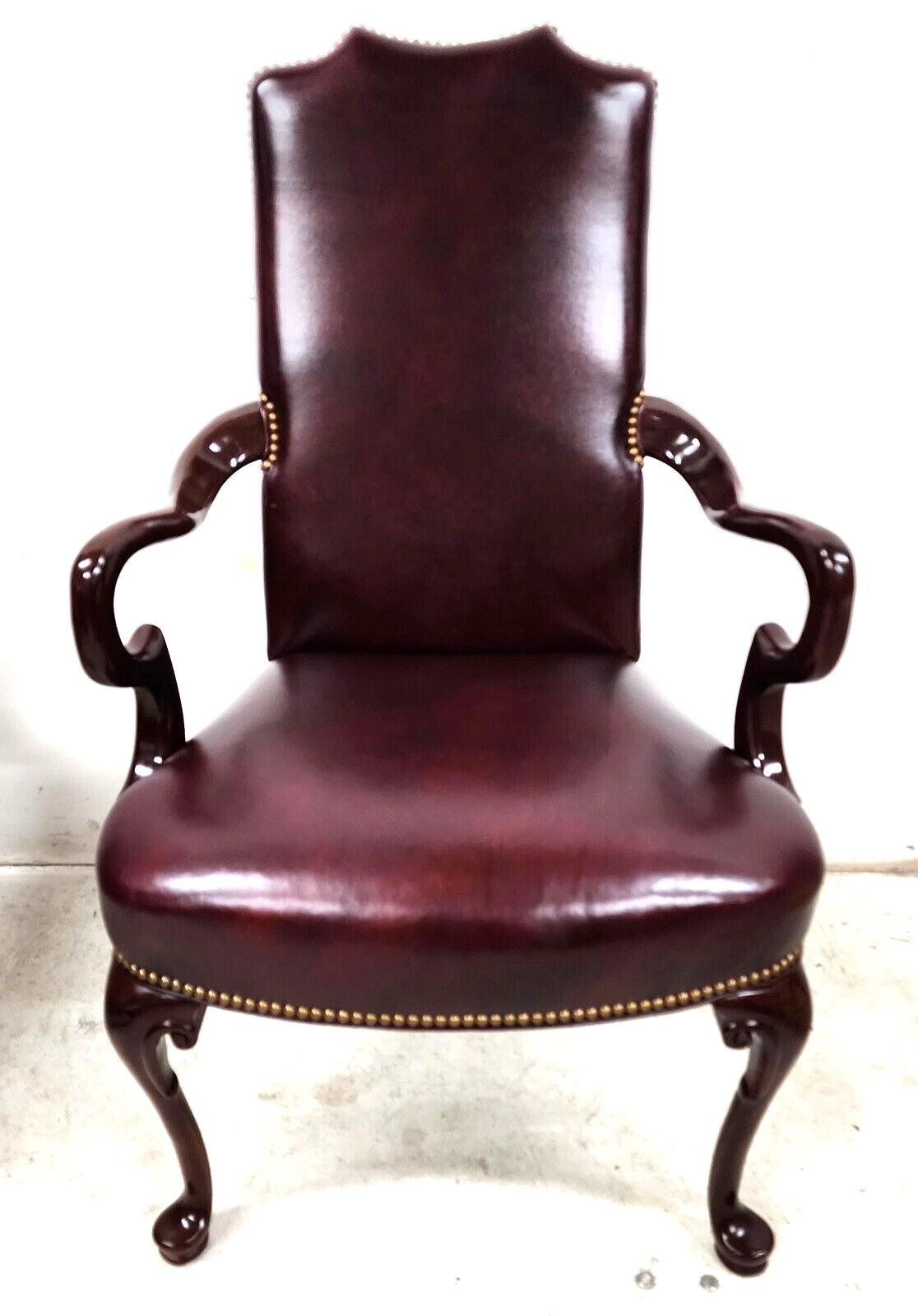 Offering One Of Our Recent Palm Beach Estate Fine Furniture Acquisitions Of A 
Genuine Leather Accent Office Guerin Armchair by HANCOCK & MOORE 

This listing and price are for the side table in the first 11 pics only! We have many other similar