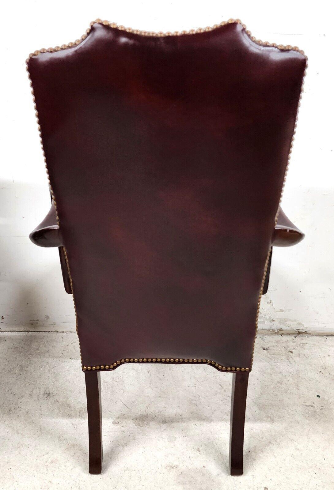 Guerin Leather Accent Armchair by Hancock & Moore In Good Condition For Sale In Lake Worth, FL