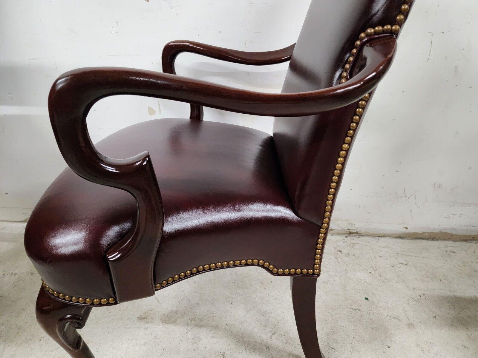 Late 20th Century Guerin Leather Accent Armchair by Hancock & Moore For Sale