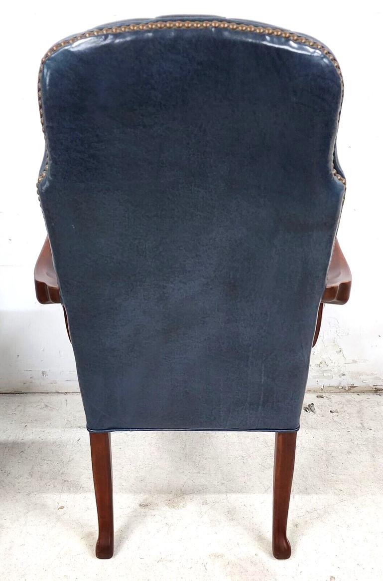 Guerin Leather Armchair Tufted Chesterfield Slate Blue by Leathercraft 3
