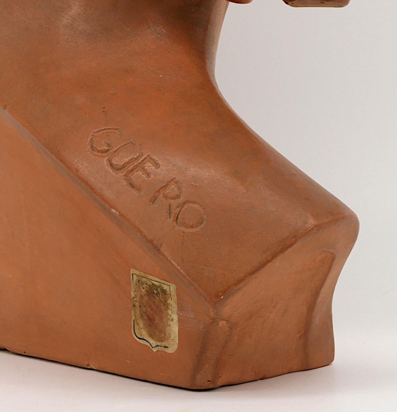 GUERO Art Deco Terracotta Young Lady Bust, 1920 For Sale 7