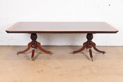 Guerra Vanni Georgian Mahogany Double Pedestal Dining Table, Newly Refinished