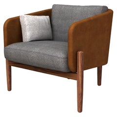 Anpassbarer moderner Sessel Guerrero, Massivholz, Polsterung und Leder.