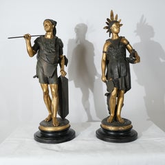"Guerrier des Amériques". Pareja de esculturas firmadas J J Salmson (1823-1902)