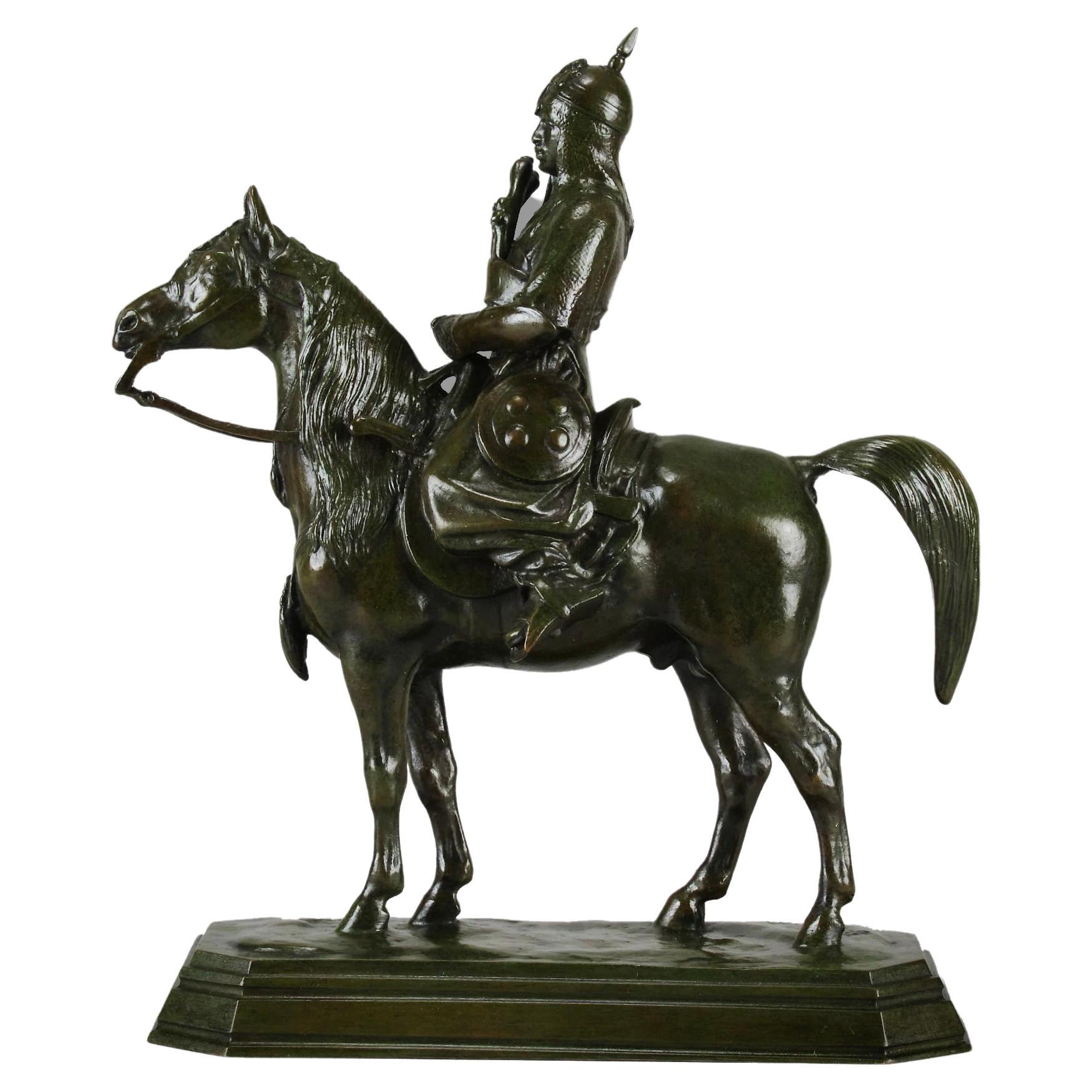 "Guerrier du Caucase" Bronzo francese di Antoine L Barye del 1874 circa