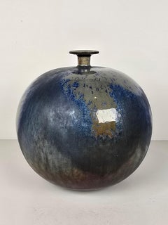 Guerrino Tramonti Faenza Cristalina Studio Pottery Jarrón bulboso italiano Firmado