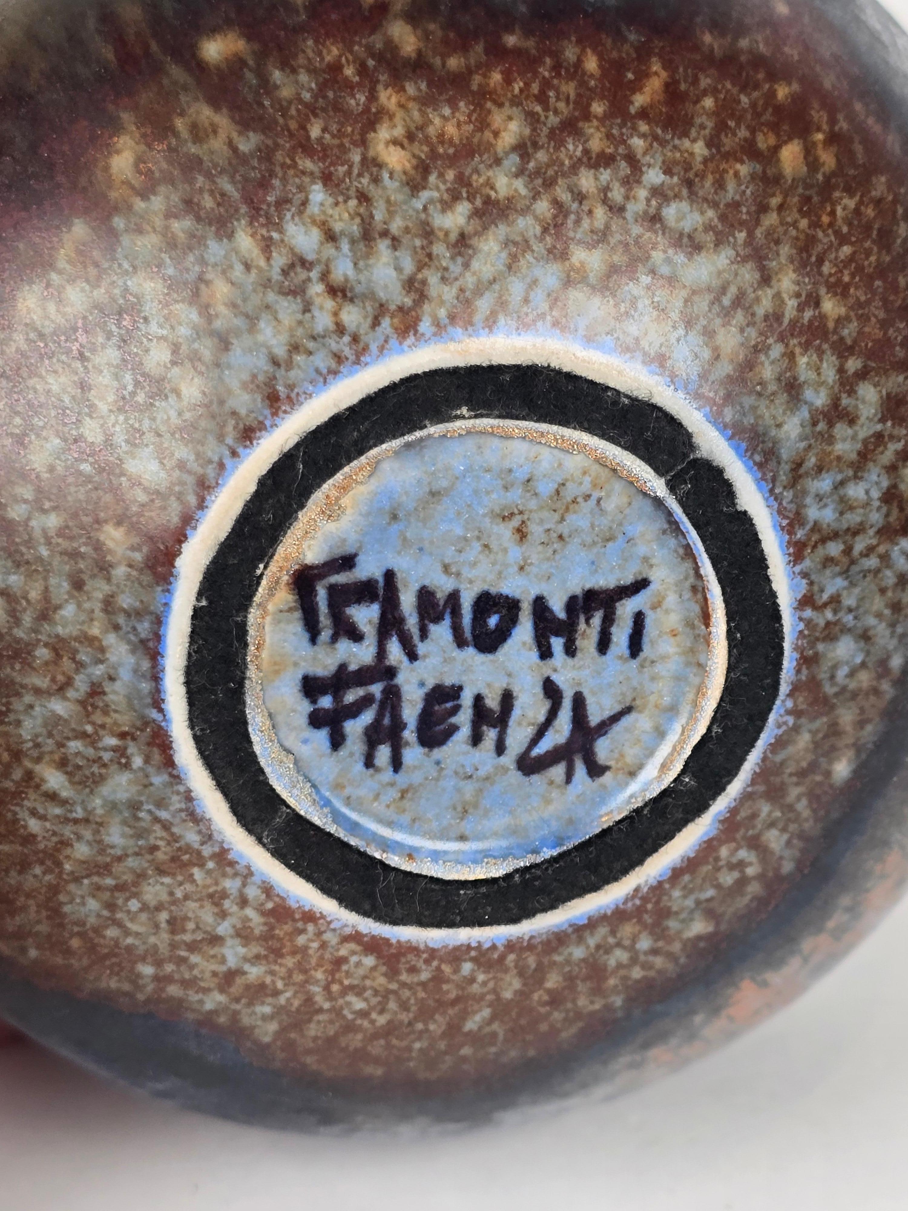 Guerrino Tramonti Faenza Crystalline Studio Pottery Italian Bulbous Vase Signed For Sale 1