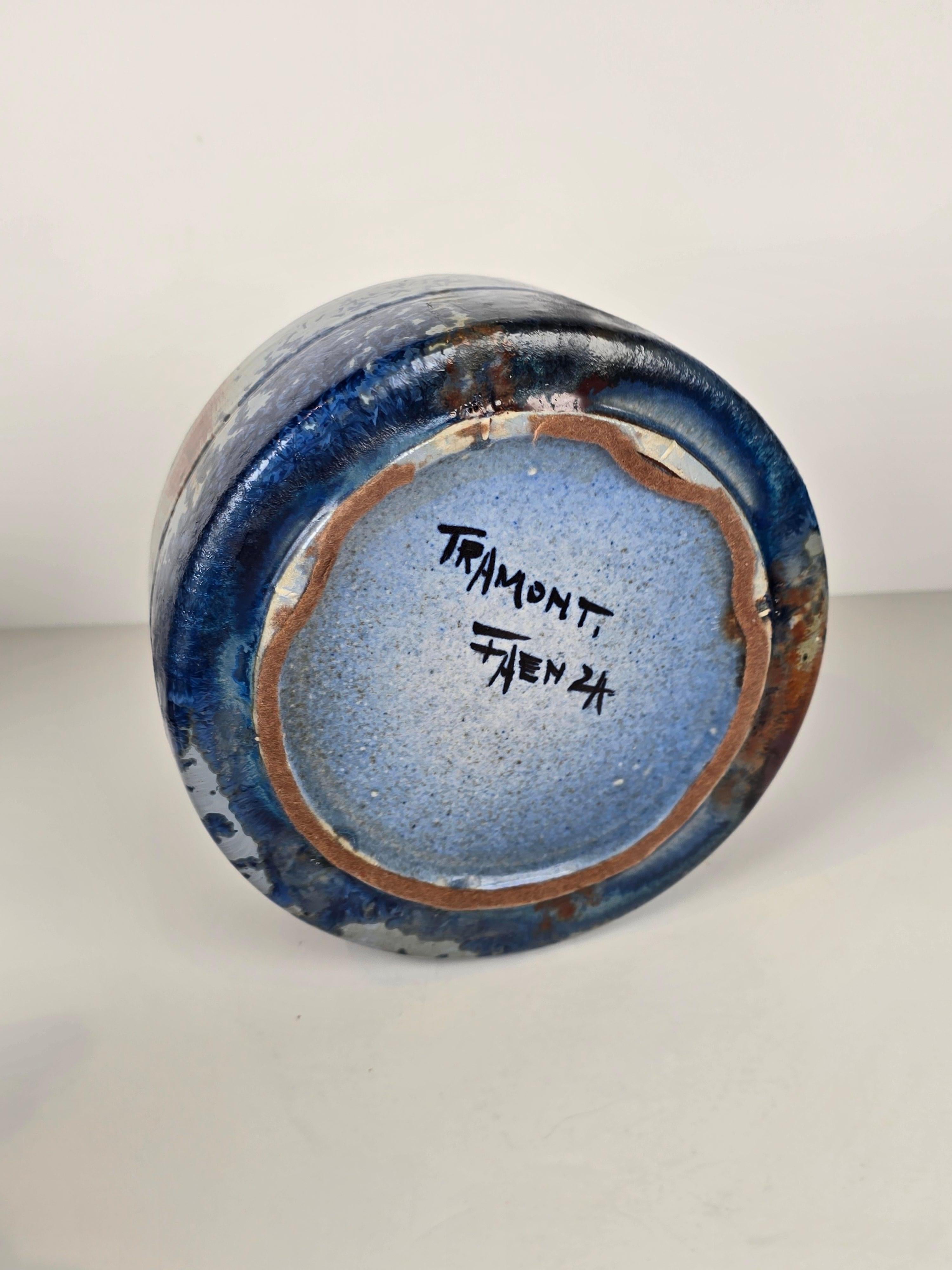 Guerrino Tramonti Italian Mid Century Modern Crystalline Studio Pottery Vase For Sale 1