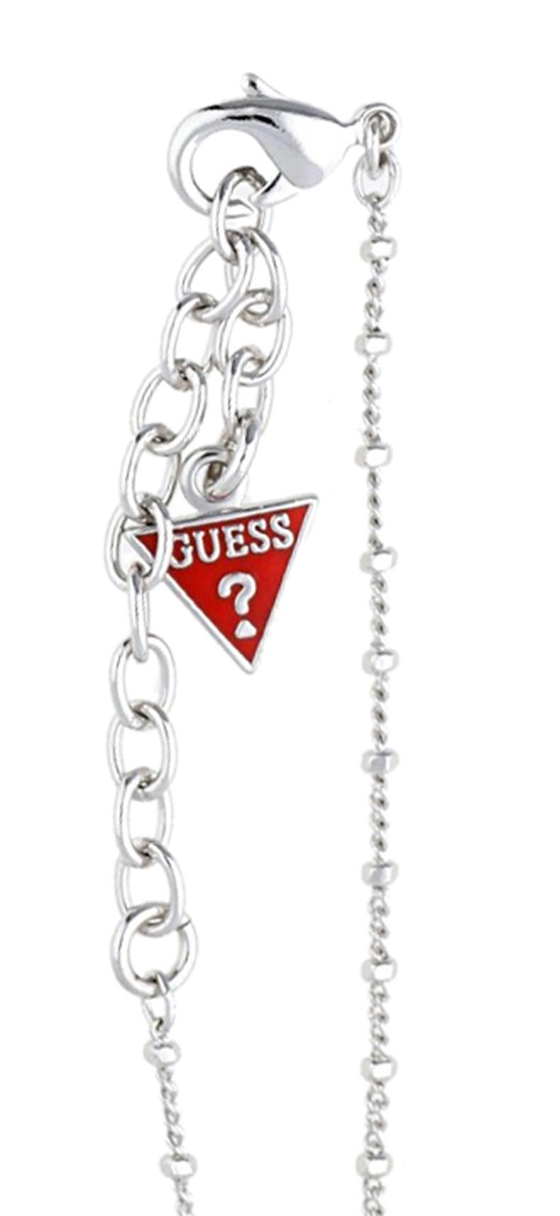 Item number: UBN81031
material: metal
length 40 cm-45 cm
width 0,2 cm
Pendant Material: metal-Swarovski crystal
Pendant dimenions length: 1,8 cm, width: 1,3 cm
Color: silver
Clasp: lobster clasp
Weight net 8
Delivery: in Guess Jewelry pouch


