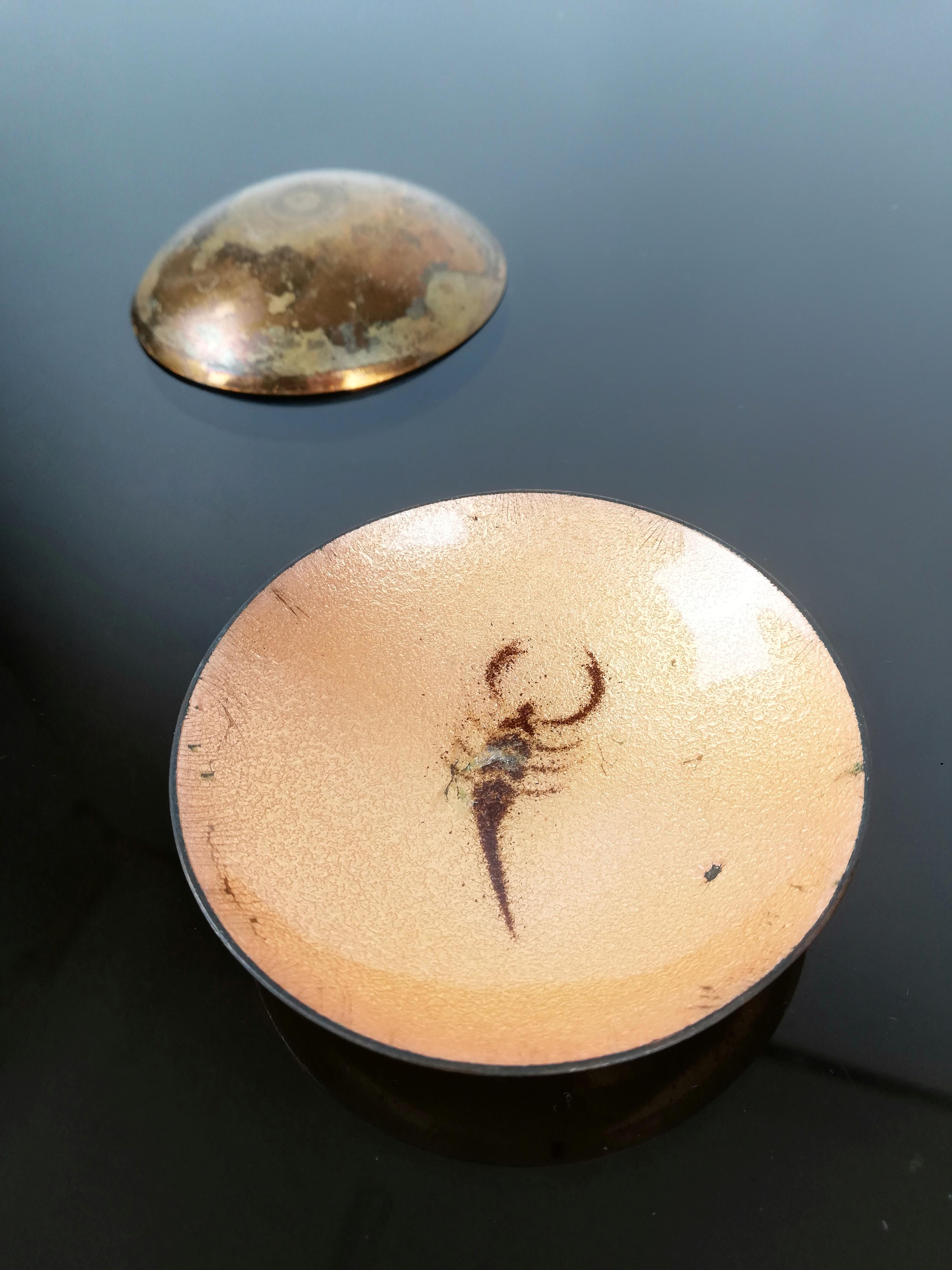 Guest Ashtray Set in Enameled Copper with Zodiac Signs, Italy, 1950s, Set of 6 For Sale 2