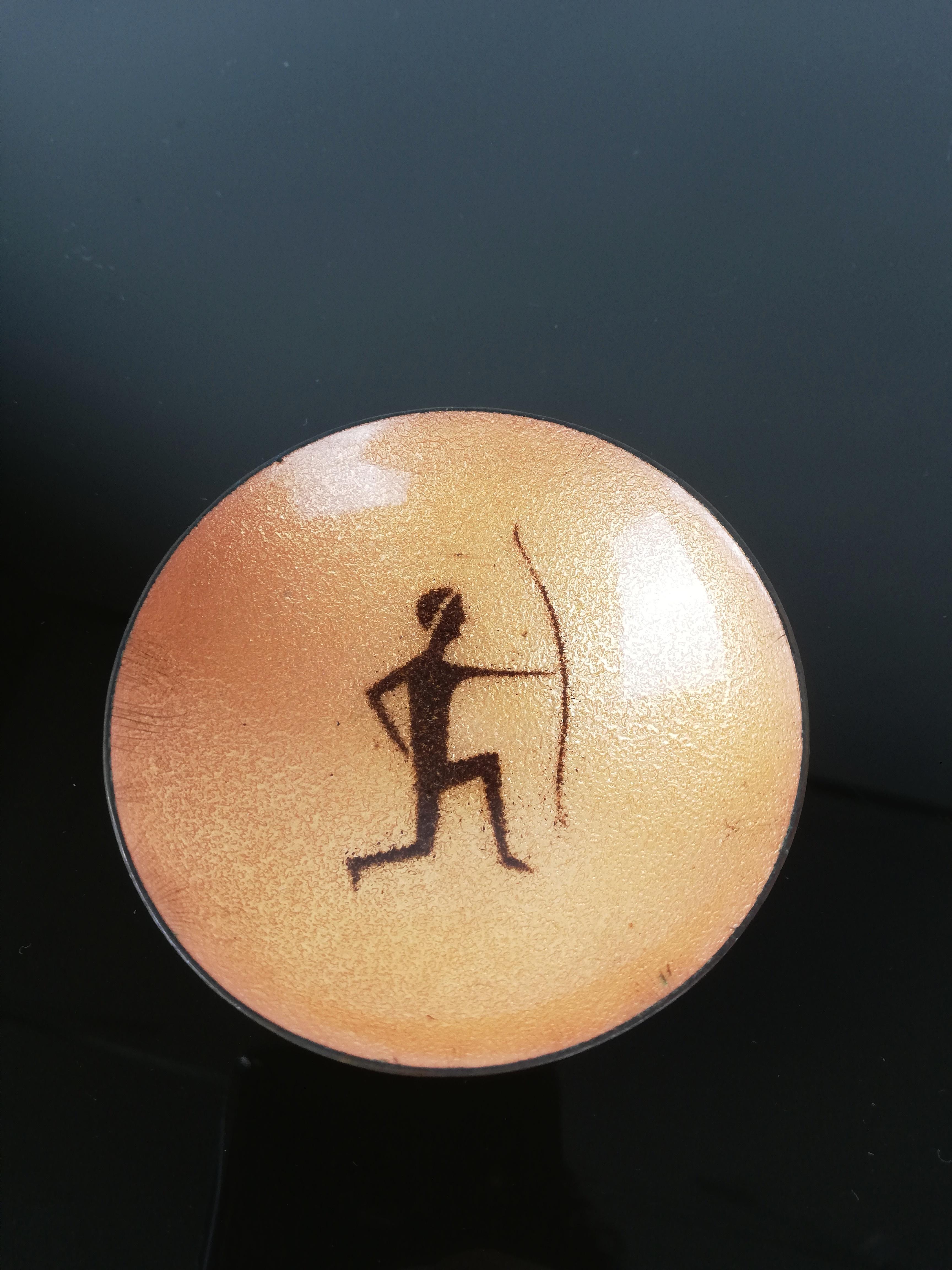 Guest Ashtray Set in Enameled Copper with Zodiac Signs, Italy, 1950s, Set of 6 For Sale 5