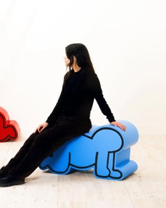 Gufram Blue Baby Sculptural Bench / Pouf by Keith Haring for Luna Luna Pop Art