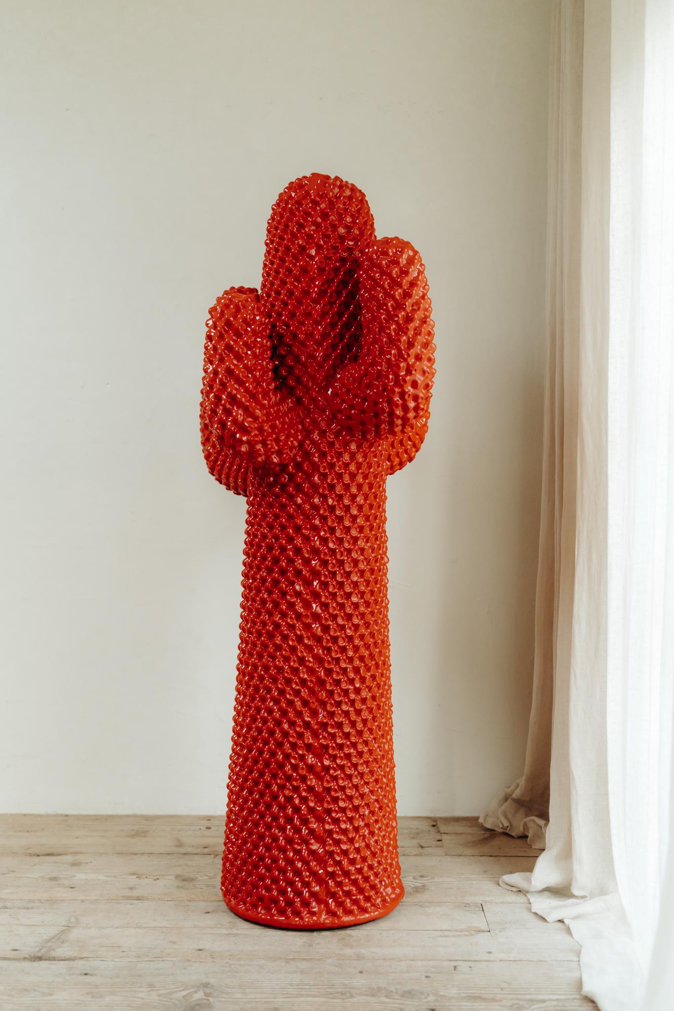 Italian Gufram Cactus Rosso Coatrack, sculpture by Drocco/Mello, Limited Edition 360/500