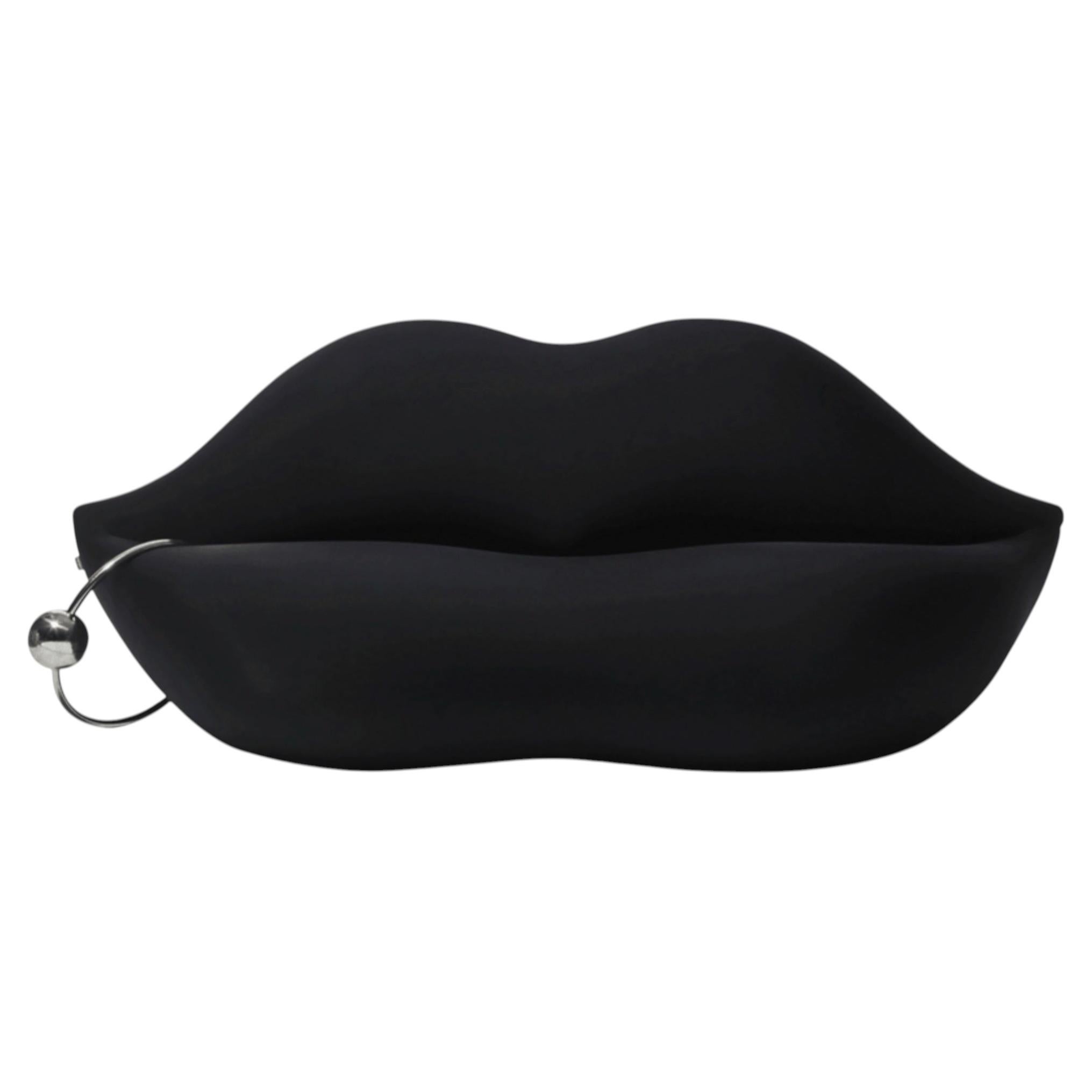 Gufram Dark Lady Bocca Black Sofa with piercing by Studio 65 - Limited Edition For Sale