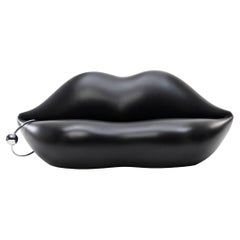 Gufram, Dark Lady Lip-shaped Sofa with Removable Chromed Piercing By Studio 65