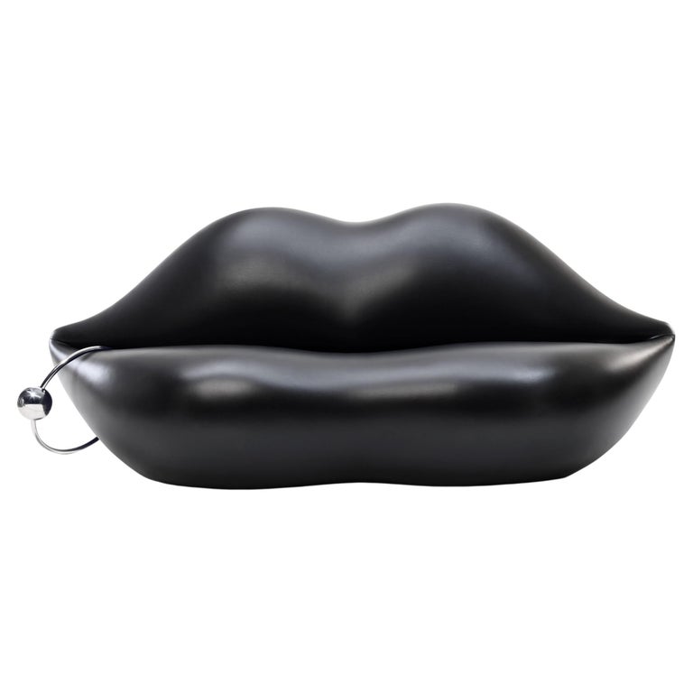 Gufram, Dark Lady Lipshaped Sofa with Removable Chromed Piercing By
