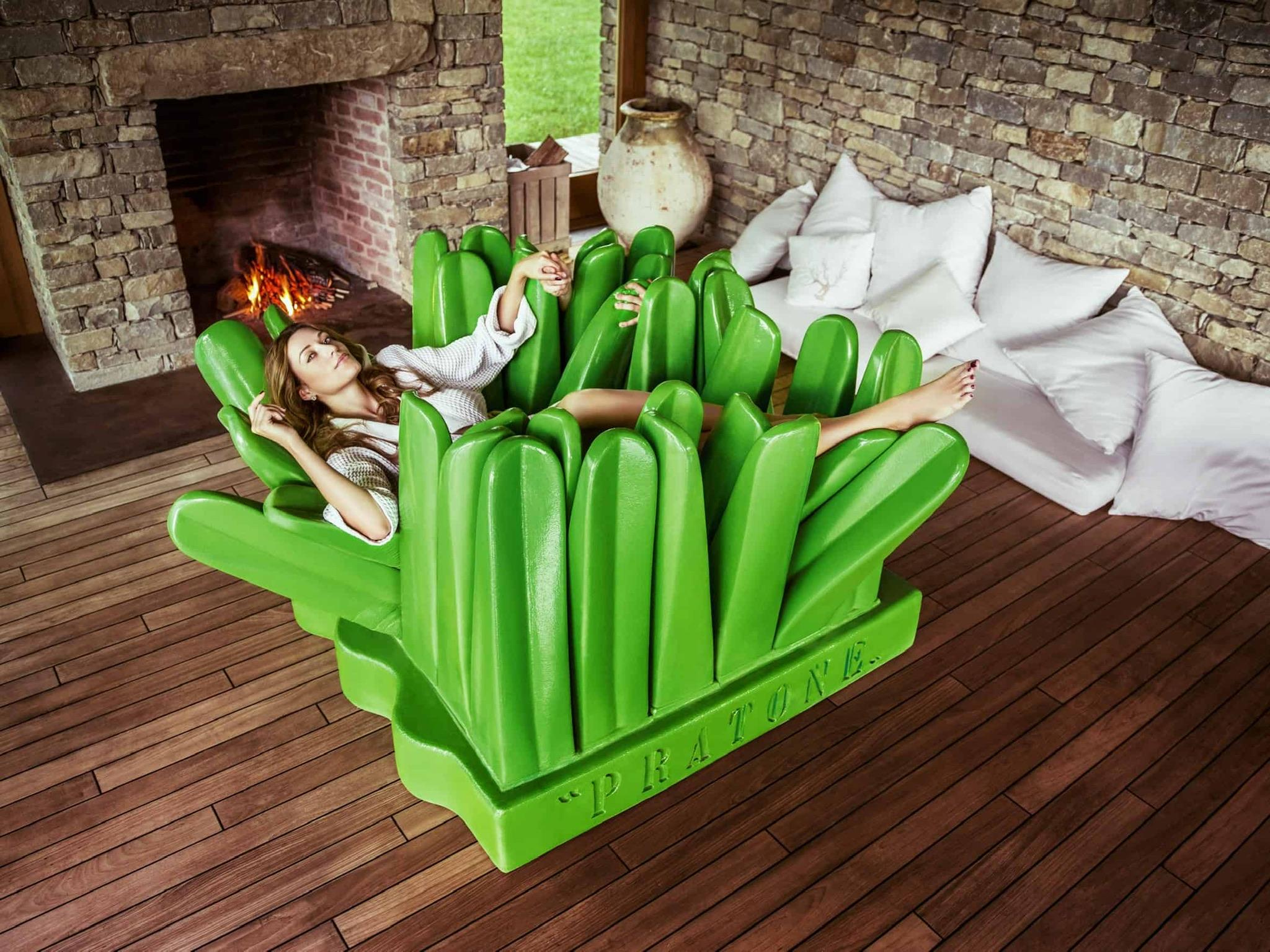 Pratone was first designed in 1966 by Giorgio Ceretti, Pietro Derossi and Riccardo Rosso. From the mid-1960s, they interpreted architecture and design as one of the means to participate in the social and political struggles of the time, and their