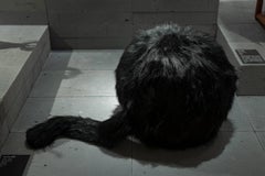 Gufram Ron Ron Black – Skulpturaler Pouf aus Öko-Fell von Marion Baruch, weiches Polyurethan