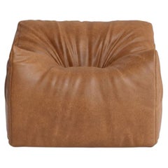 Fauteuil sculptural « Womb » de Gufram, conçu par Luigi Bistagnino, 1972. Cuir marron clair