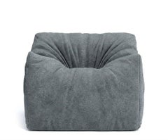 Fauteuil sculptural « Womb » de Gufram, conçu par Luigi Bistagnino, en chenille bleu aqua, 1972