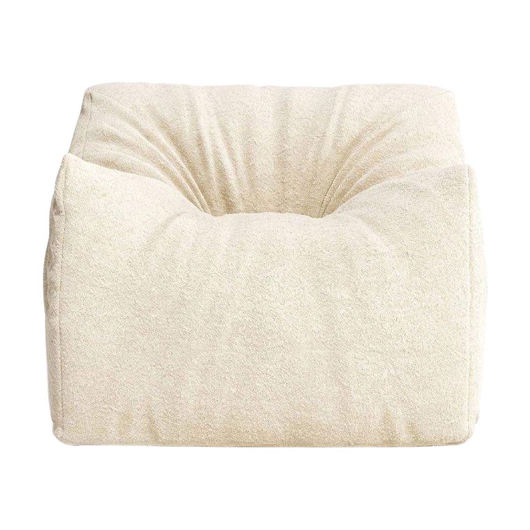 Gufram Womb Sculptural Armchair by Luigi Bistagnino, Chenille Chalk, 1972 For Sale