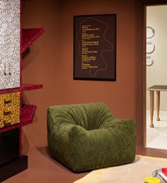 Fauteuil sculptural « Womb » de Gufram, conçu par Luigi Bistagnino, en chenille olive, 1972