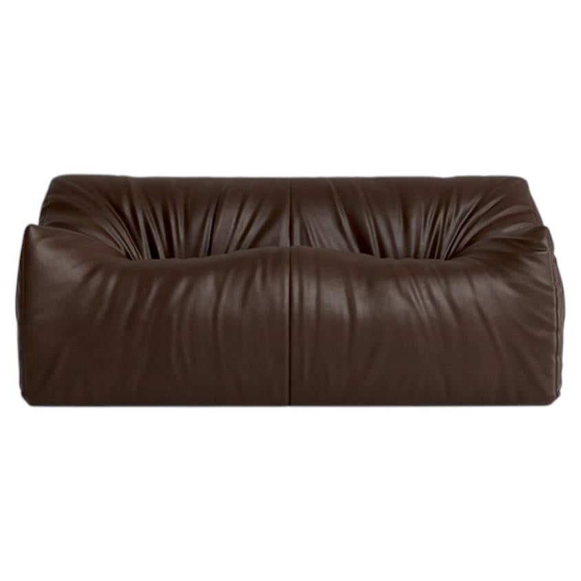 Gufram Womb Sculptural Luxury Sofa by Luigi Bistagnino 1972, Brown Leather For Sale