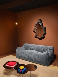 Gufram Womb Sculptural Luxury Sofa by Luigi Bistagnino 1972, Chenille Aqua
