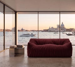 Gufram Womb Sculptural Luxury Sofa by Luigi Bistagnino 1972, Chenille Wine
