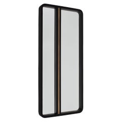 Guga Mirror in black wooden frame and Antique Brass detail