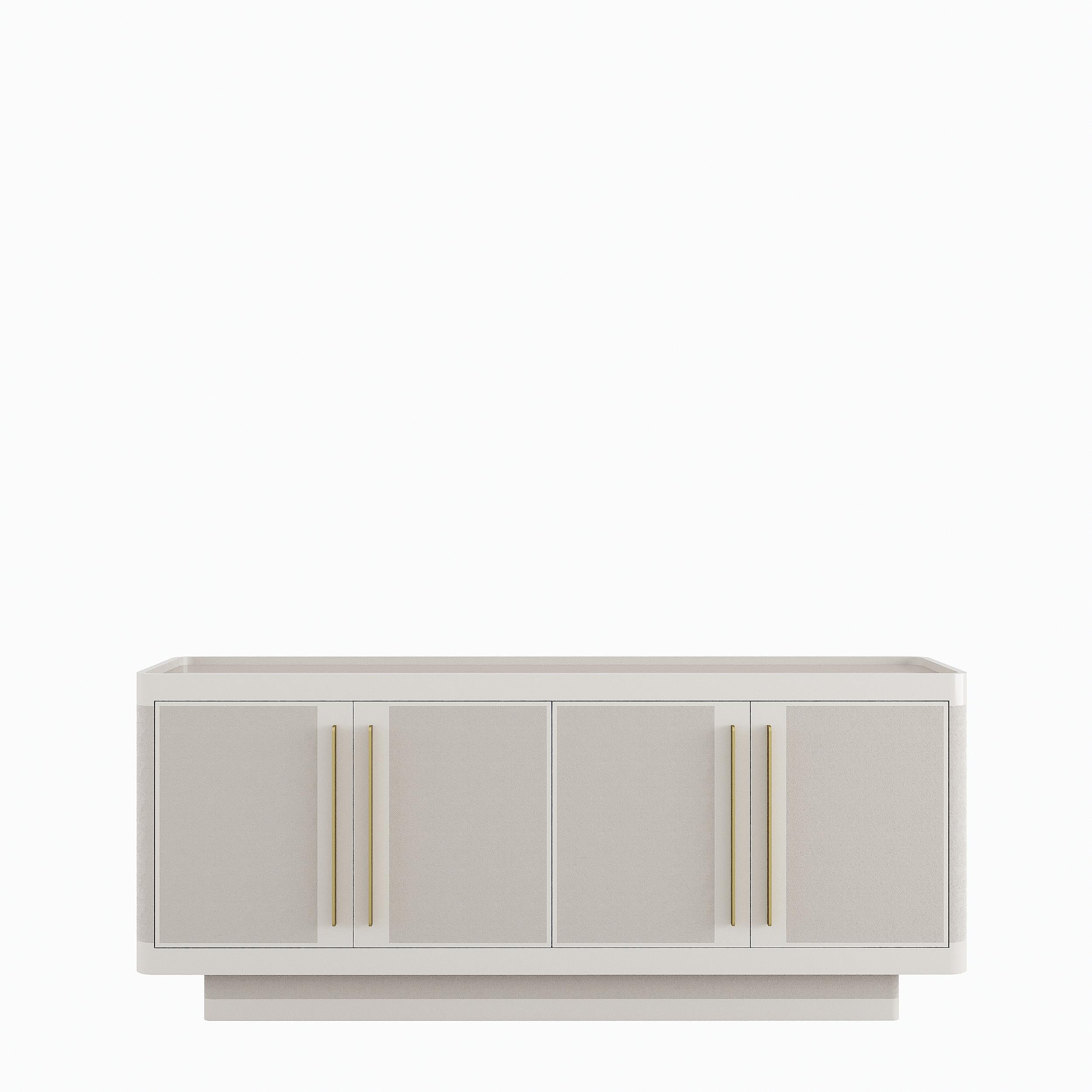Lacquered GUGA sideboard with lined doors and Antique Brass handles