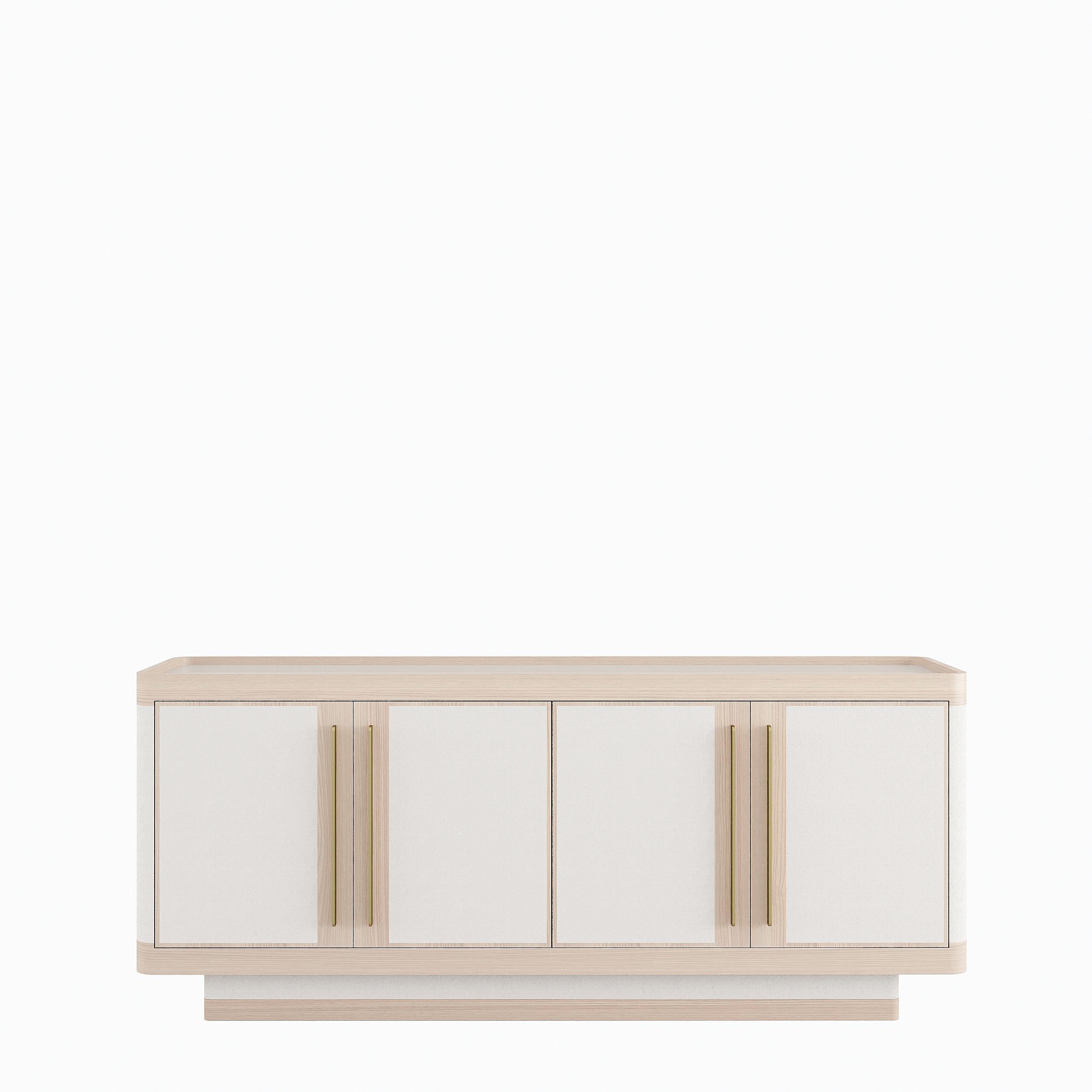 Contemporary GUGA sideboard with lined doors and Antique Brass handles