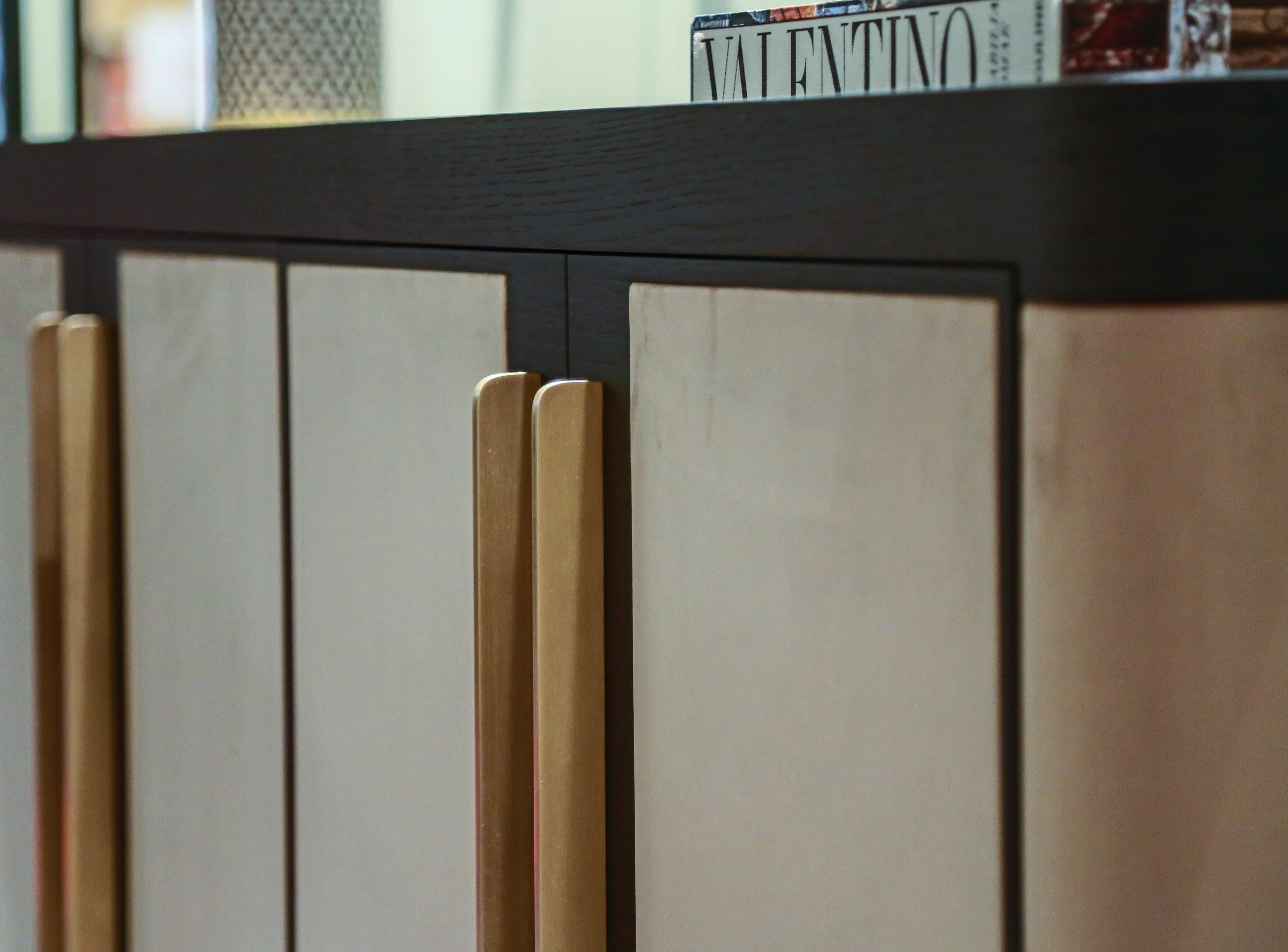 Portuguese GUGA sideboard with lined doors and Antique Brass handles