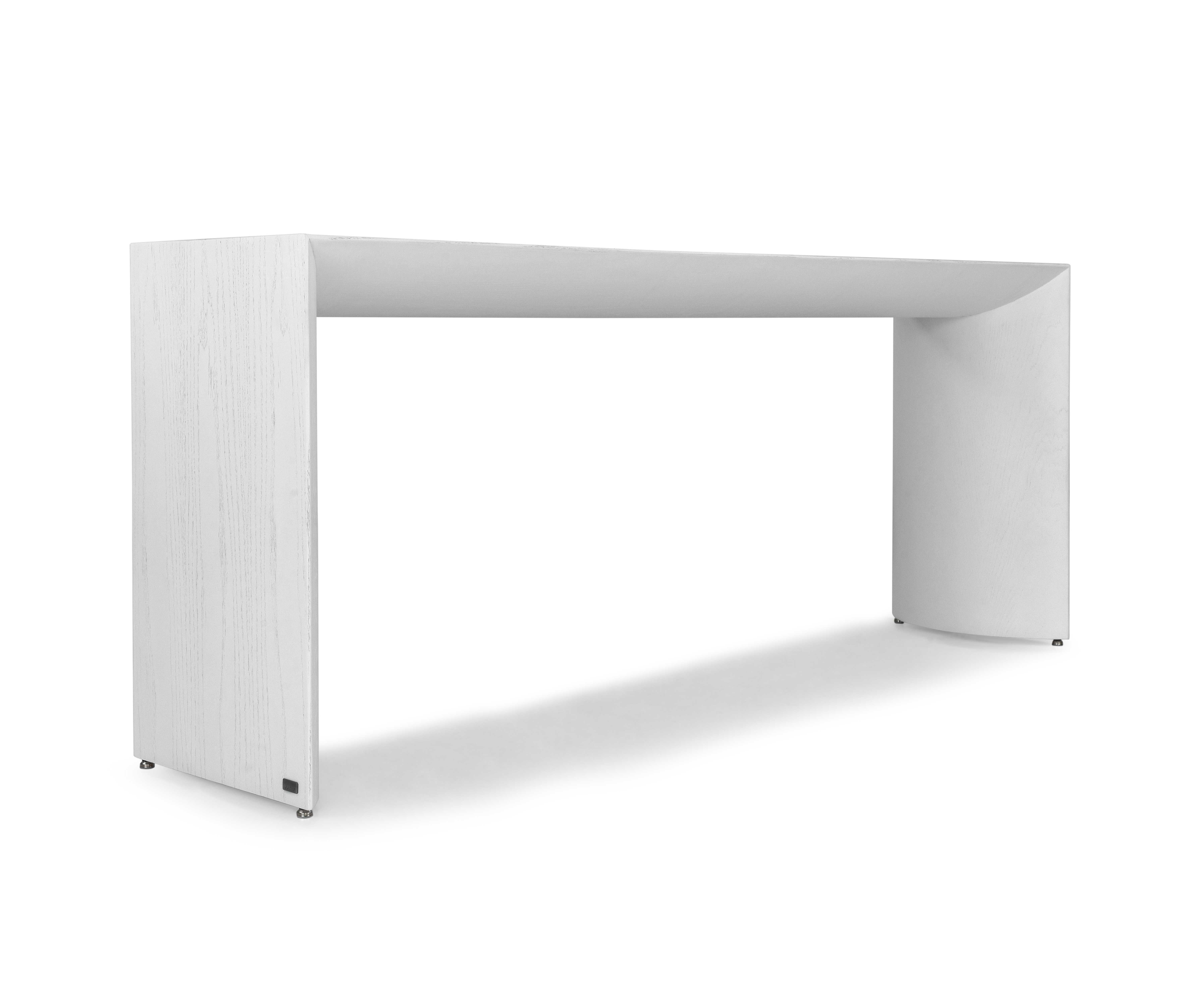 Modern Customizable White Oak 71-Inch Console Table with Minimalist Design - Gugge Line For Sale