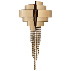 Guggenheim Sconce with Gold-Plated Brass and Black Swarovski Crystals