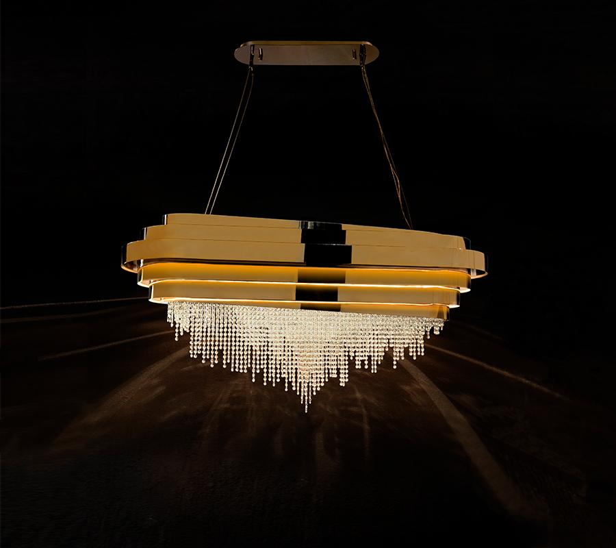 Plated Modern Swarovsky Clear Crystal Guggenheim Snooker Suspension Lamp by Luxxu For Sale