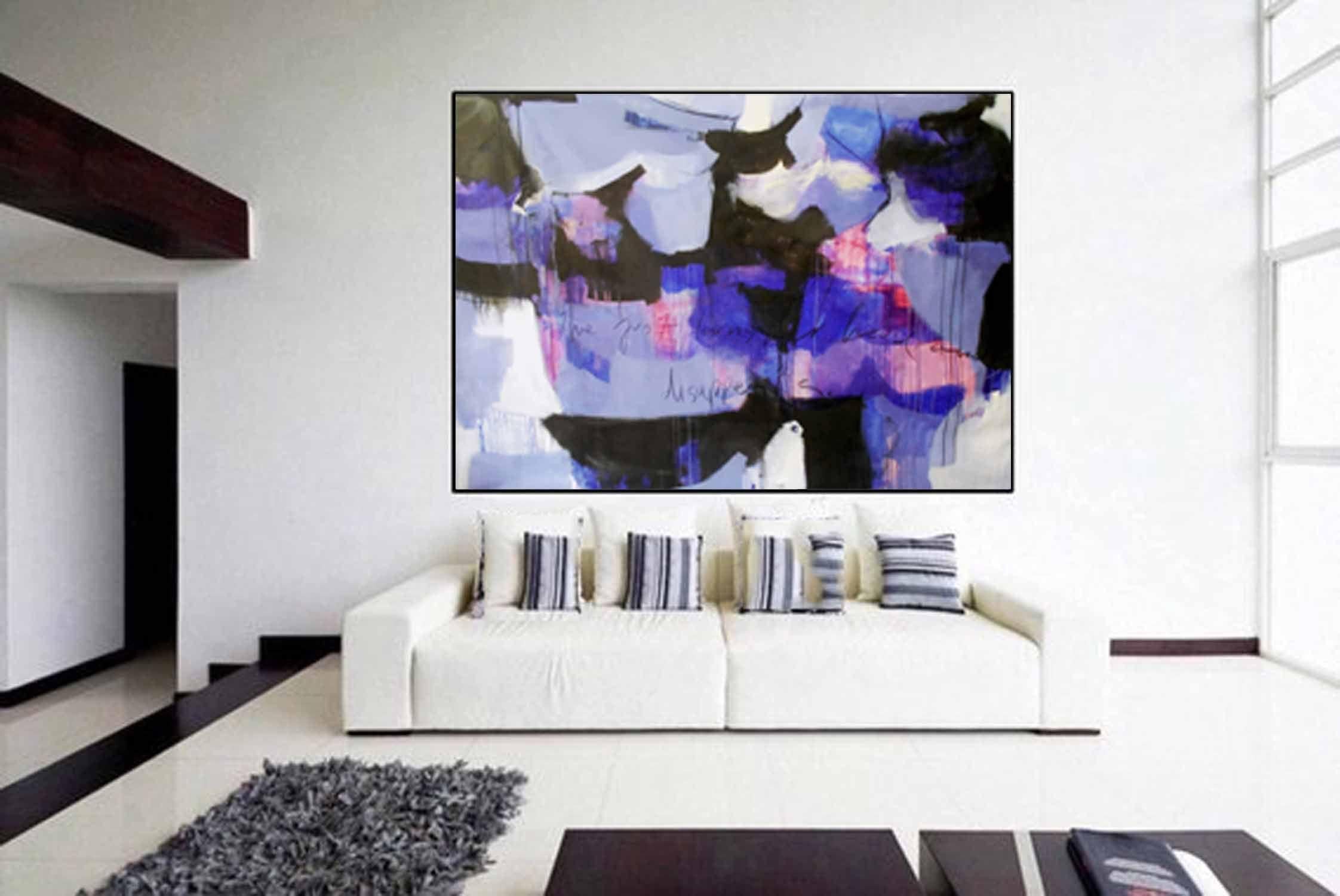 Extra large abstract acrylic painting on canvas. Only the finest paints were used.    It's made with high quality beautiful organic pigments on stretched high quality canvas. Sides are painted so there is no need for framing.   Organic pigments tend
