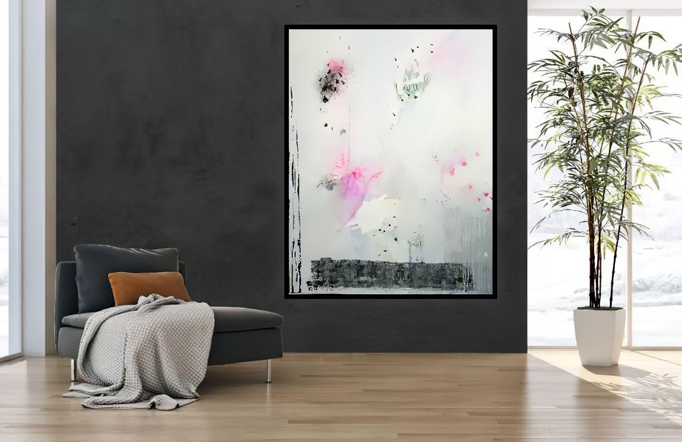 Una montaña guarda un eco en su interior, Pintura, Acrílico sobre lienzo - Painting Abstracto de Gugi Goo