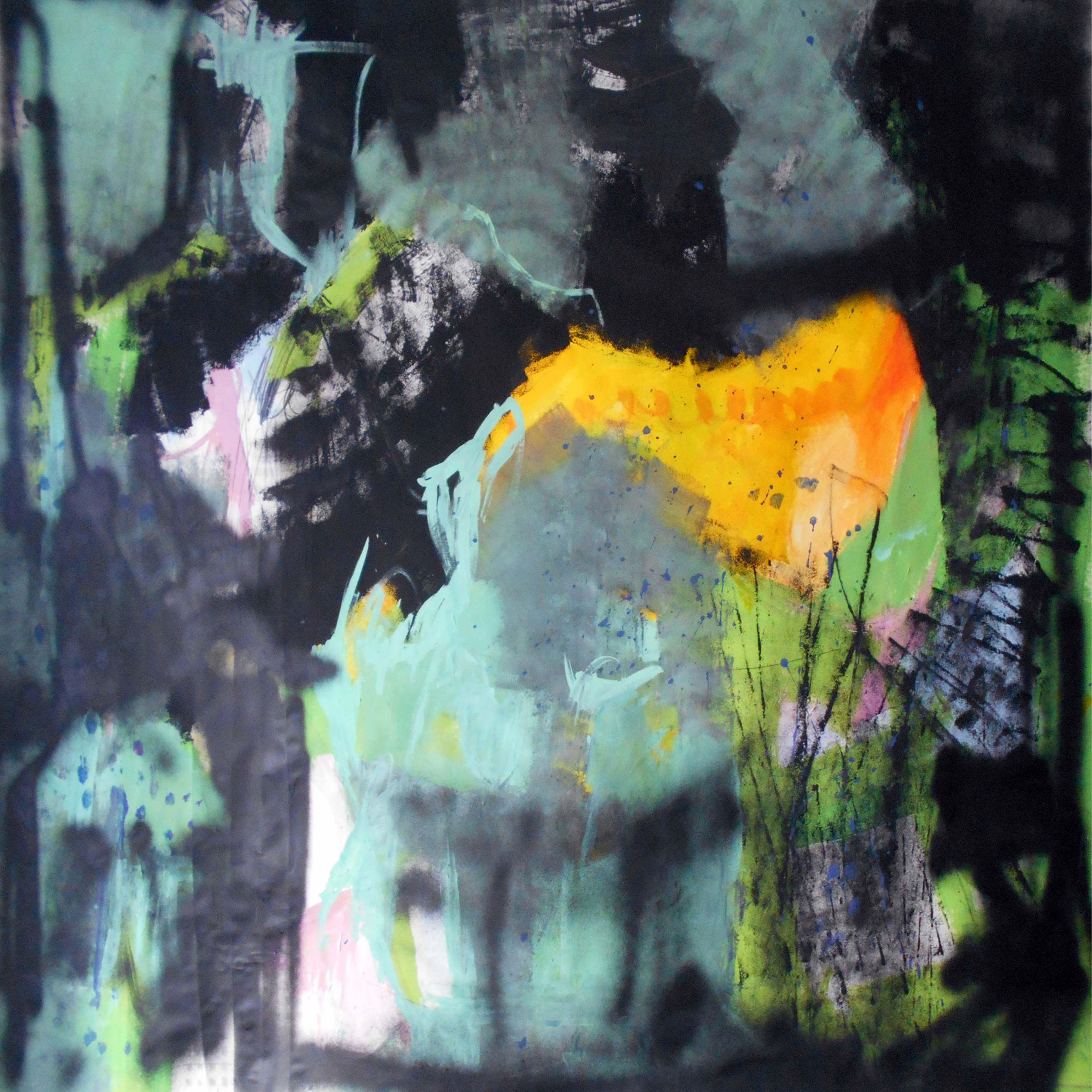 Gugi Goo Abstract Painting - Abstract green, Painting, Acrylic on Paper